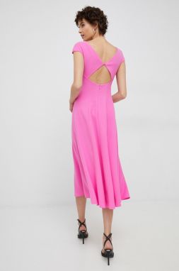 Šaty Emporio Armani ružová farba, midi, áčkový strih