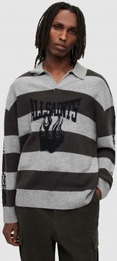Tričko s dlhým rukávom AllSaints pánske, šedá farba, jednofarebné