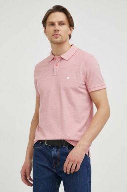 Bavlnené polo tričko Wrangler ružová farba, melanžové