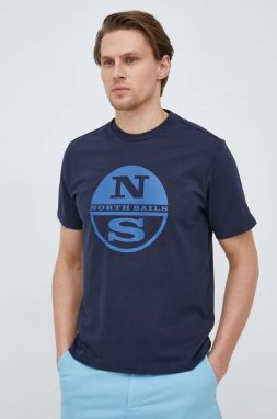 Bavlnené tričko North Sails pánske, tmavomodrá farba, s potlačou