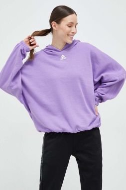 Mikina adidas dámska, fialová farba, s kapucňou, jednofarebná