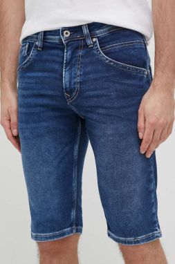 Rifľové krátke nohavice Pepe Jeans Track pánske, tmavomodrá farba