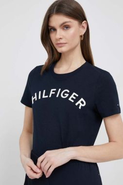 Bavlnené tričko Tommy Hilfiger tmavomodrá farba