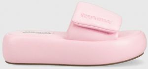 Šľapky Steve Madden Swoosh dámske, ružová farba, na platforme, SM11002446