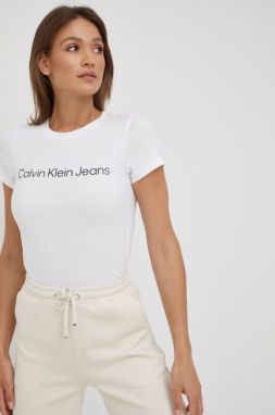 Bavlnené tričko Calvin Klein Jeans (2-pak) biela farba,