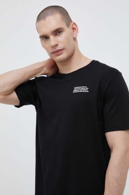 Bavlnené tričko Fila čierna farba, s potlačou