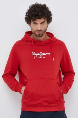 Bavlnená mikina Pepe Jeans Edward Hoodie pánska, červená farba, s kapucňou, s potlačou