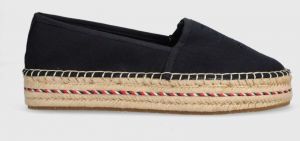 Espadrilky Tommy Hilfiger TH EMBROIDERED FLATFORM tmavomodrá farba, na platforme, FW0FW07014