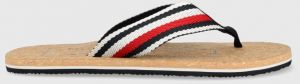 Žabky Tommy Hilfiger HILFIHER CORK BEACH SANDAL pánske, tmavomodrá farba, FM0FM04475