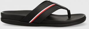 Žabky Tommy Hilfiger HILFIGER LEATHER TOE POST SANDAL pánske, čierna farba, FM0FM04460