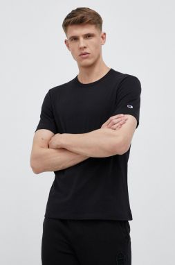 Bavlnené tričko Champion čierna farba, jednofarebné