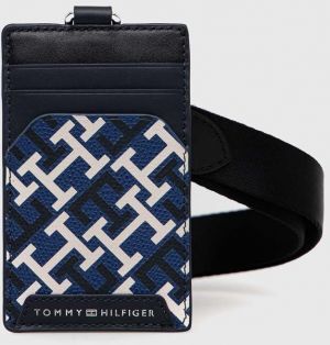 Kožené puzdro na karty Tommy Hilfiger tmavomodrá farba