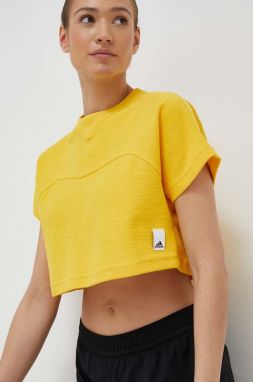 Bavlnené tričko adidas žltá farba