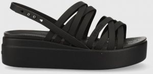 Sandále Crocs Brooklyn Strappy Low Wedge dámske, čierna farba, na platforme, 206751