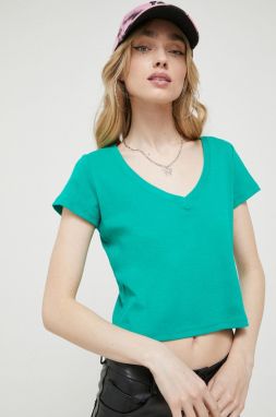 Bavlnené tričko Hollister Co. zelená farba