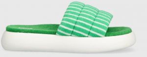 Šľapky Toms Alpargata Mallow Slide dámske, zelená farba, na platforme, 10019721