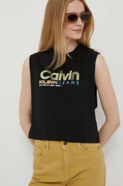 Bavlnený top Calvin Klein Jeans čierna farba