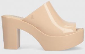 Šľapky Melissa MELISSA MULE AD dámske, béžová farba, na podpätku, M.32233.AL350