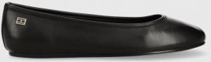 Kožené balerínky Tommy Hilfiger ESSENTIAL CHIC BALLE čierna farba, FW0FW07352