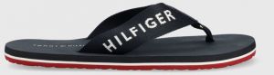 Žabky Tommy Hilfiger HILFIGER PRINT BEACH pánske, tmavomodrá farba, FM0FM04618