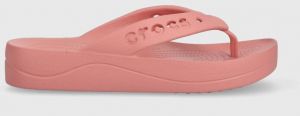 Žabky Crocs Baya Platform Flip dámske, ružová farba, na platforme, 208395