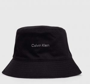 Obojstranný bavlnený klobúk Calvin Klein čierna farba, bavlnený