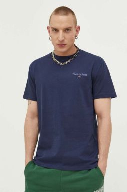 Bavlnené tričko Tommy Jeans tmavomodrá farba, jednofarebné