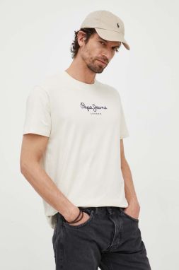 Bavlnené tričko Pepe Jeans Edward Tee béžová farba, s potlačou