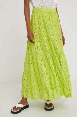 Bavlnená sukňa Answear Lab zelená farba, maxi, áčkový strih