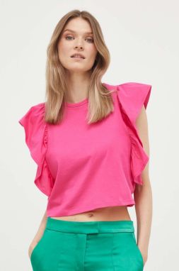 Bavlnené tričko United Colors of Benetton ružová farba