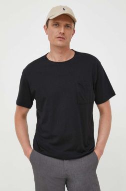 Bavlnené tričko United Colors of Benetton čierna farba, jednofarebné