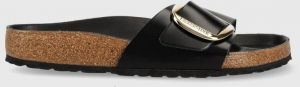 Kožené šľapky Birkenstock Madrid dámske, čierna farba, 1022541