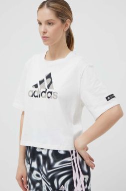 Bavlnené tričko adidas Performance x Marimekko biela farba
