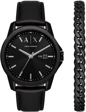 Hodinky a náramok Armani Exchange pánsky, čierna farba