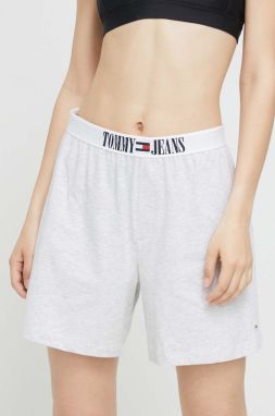 Šortky Tommy Jeans šedá farba, melanžové, vysoký pás