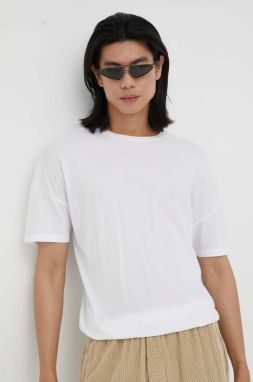Bavlnené tričko American Vintage biela farba, jednofarebné