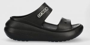 Šľapky Crocs Classic Crush Sandal dámske, čierna farba, na platforme, 207670