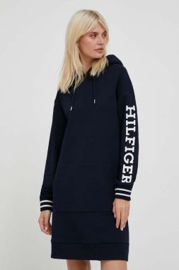 Bavlnené šaty Tommy Hilfiger tmavomodrá farba, mini, oversize