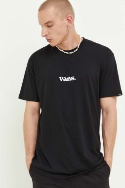 Bavlnené tričko Vans čierna farba, s potlačou