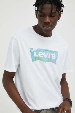 Bavlnené tričko Levi's biela farba, s potlačou