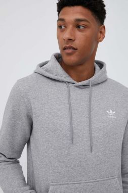 Mikina adidas Originals pánska, šedá farba, s kapucňou, melanžová