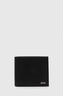 Kožená peňaženka BOSS pánsky, čierna farba