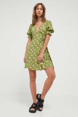 Šaty Billabong zelená farba, mini, áčkový strih