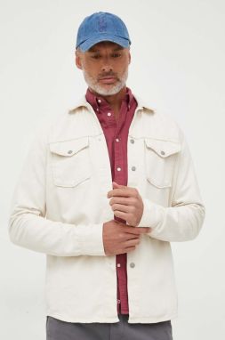 Rifľová košeľa Pepe Jeans Dave pánska, béžová farba, regular, s klasickým golierom