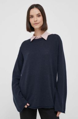 Vlnený sveter Tommy Hilfiger dámsky, tmavomodrá farba
