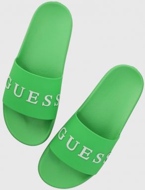 Šľapky Guess SLIDES pánske, zelená farba, F3GZ05 BB00F