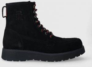 Semišové topánky Tommy Hilfiger TH AMERICAN SUEDE BOOT pánske, tmavomodrá farba, FM0FM04667