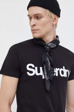 Bavlnené tričko Superdry čierna farba, s potlačou