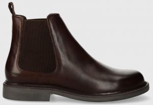 Kožené topánky chelsea Levi's Amos Chelsea pánske, hnedá farba