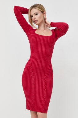 Šaty Guess červená farba, mini, priliehavá